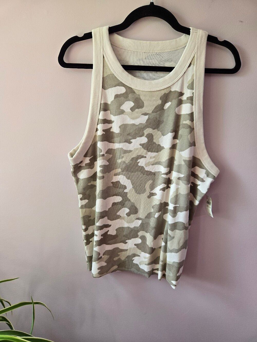 NWT Aerie Real Good Camo Ribbed Tank Top Size XXL Green Camouflage